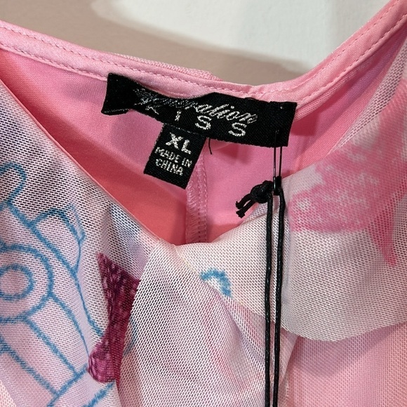 New Y2K pink puppy plushie art print mini dress new with tags size XL - Picture 6 of 8